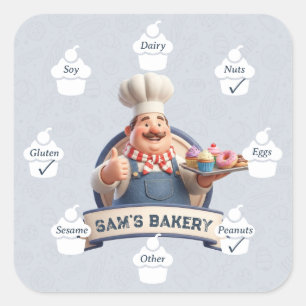 Voedselveiligheid Allergie Alarm Bakkerij Winkel B Vierkante Sticker