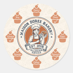 Voedselveiligheid Allergie Alert Bakkerij Banketba Ronde Sticker
