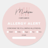 Voedselveiligheid Allergie Alert Bakkerij Monogram Ronde Sticker (Voorkant)