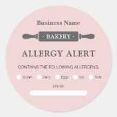 Voedselveiligheid Allergie Alert Bakkerij Rolling Ronde Sticker (Voorkant)