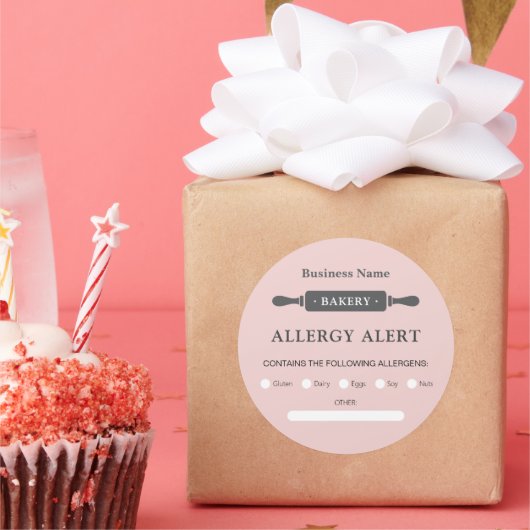 Voedselveiligheid Allergie Alert Bakkerij Rolling Ronde Sticker (Feest)