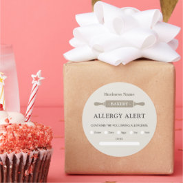 Voedselveiligheid Allergie Alert Bakkerij Rolling  Ronde Sticker