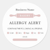 Voedselveiligheid Allergie Alert Bakkerij Rolling  Ronde Sticker (Voorkant)