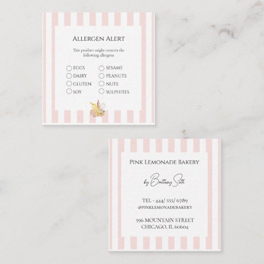 Voedselveiligheid Allgeenwaarschuwingskaart Vierkante Visitekaartje (Voorkant / Achterkant)