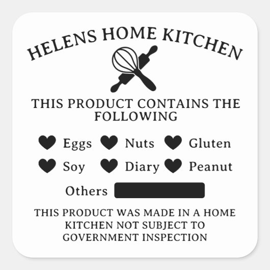 Voedselveiligheid Witte Allergie Alert Bakery Stic Vierkante Sticker (Voorkant)