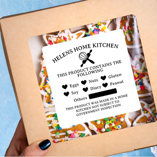 Voedselveiligheid Witte Allergie Alert Bakery Stic Vierkante Sticker