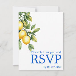 💙🍋Voedselvoorkeuren Azul & Limone Romance RSVP Kaartje