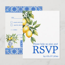 💙🍋Voedselvoorkeuren Azul & Limone Romance RSVP Kaartje