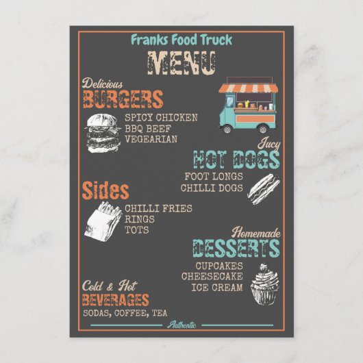 Voedselwagen Menu (Voorkant)