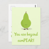 Voedselwoordspeling Dank u Pear Fruit Schattige Vo Briefkaart (Voorkant / Achterkant)