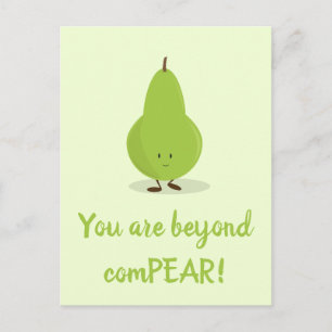 Voedselwoordspeling Dank u Pear Fruit Schattige Vo Briefkaart