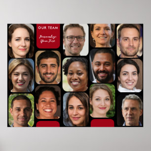 Voeg 14 foto's Classy Red en Black Modern Ons team Poster