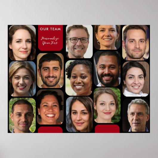 Voeg 14 foto's Classy Red en Black Modern Ons team Poster (Voorkant)