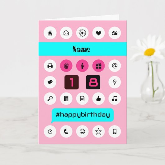 Voeg 18e hashtag smartphone pictogrammen toe kaart (Kleine Plant)