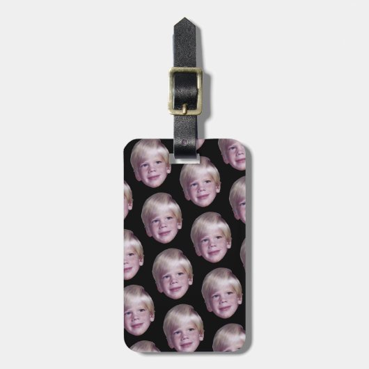 Voeg 1 Floating Head Photo Half Drop Pattern Black Bagagelabel (Voorkant verticaal)