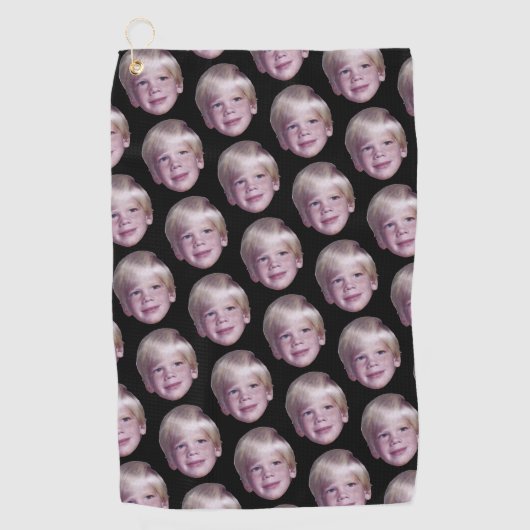 Voeg 1 Floating Head Photo Half Drop Pattern Black Golfhanddoek (Voorkant)