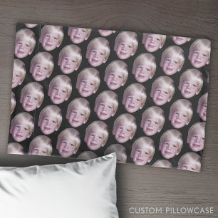 Voeg 1 Floating Head Photo Half Drop Pattern Black Kussensloop
