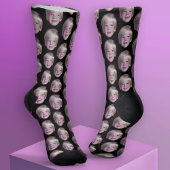 Voeg 1 Floating Head Photo Half Drop Pattern Black Sokken