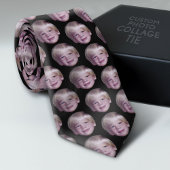 Voeg 1 Floating Head Photo Half Drop Pattern Black Stropdas