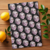 Voeg 1 Floating Head Photo Half Drop Pattern Black Theedoek