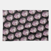 Voeg 1 Floating Head Photo Half Drop Pattern Black Theedoek (Horizontaal)
