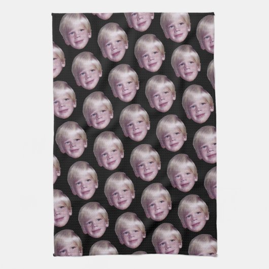 Voeg 1 Floating Head Photo Half Drop Pattern Black Theedoek (Verticaal)