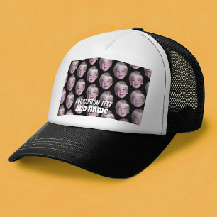 Voeg 1 Floating Head Photo Half Drop Pattern Black Trucker Pet