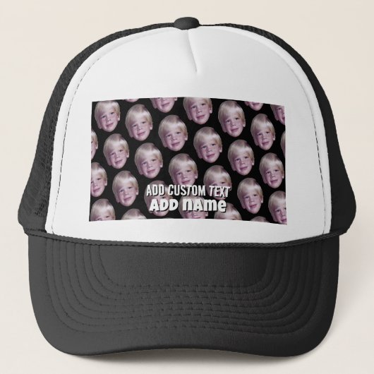 Voeg 1 Floating Head Photo Half Drop Pattern Black Trucker Pet (Voorkant)