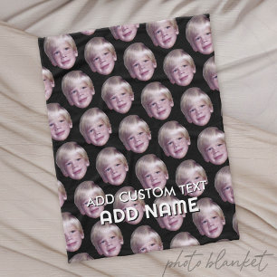 Voeg 1 zwevende hoofd foto half drop patroon zwart fleece deken