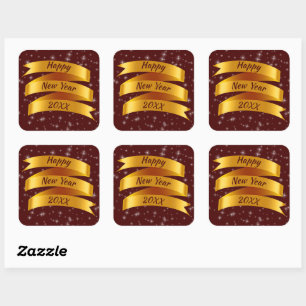 Voeg 20xx Gold Ribbon toe, jaar met gefeliciteerde Vierkante Sticker