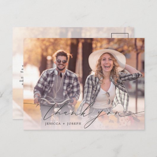 Voeg 2 aangepaste foto gepersonaliseerde bruiloft  briefkaart (Voorkant / Achterkant)