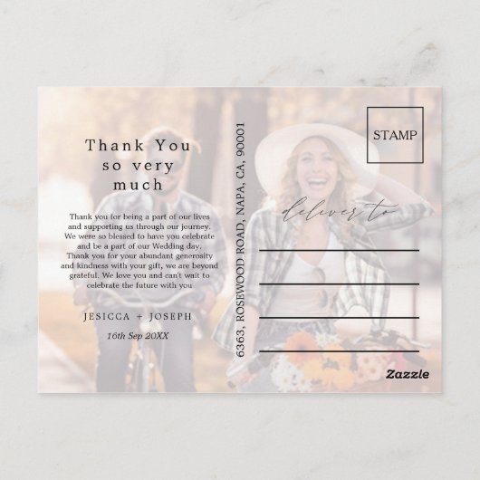 Voeg 2 aangepaste foto gepersonaliseerde bruiloft  briefkaart (Achterkant)