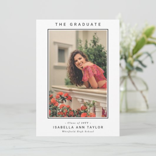 Voeg 2 foto Modern Afstuderen Aankondiging (Staand voorkant)