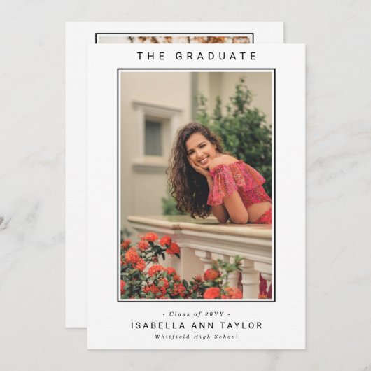 Voeg 2 foto Modern Afstuderen Aankondiging (Voorkant / Achterkant)