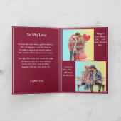 Voeg 2 foto's donkerrood Valentijn hart + liefdesg Kaart (Binnen)