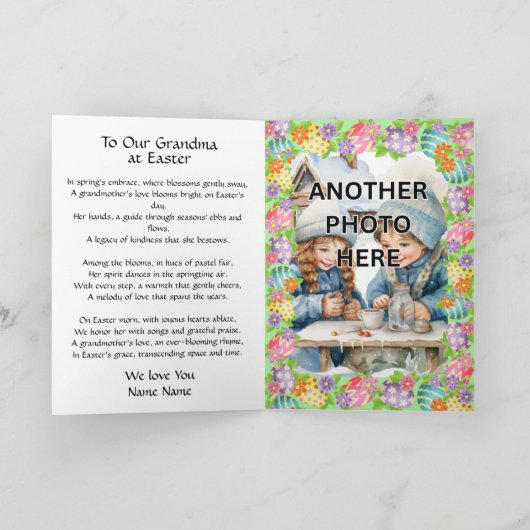Voeg 2 foto's in Pasen Lijsten voor Grootmoeder Kaart (Binnen)