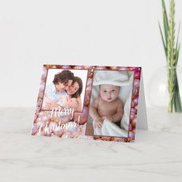 Voeg 2 foto's toe Mooie Ornament Kerstkaart Feestdagen Kaart