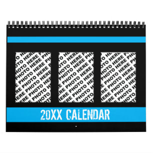 Voeg 34 foto's toe in één kalender Blauw Zwart