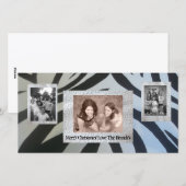 Voeg 3 Drie foto's Kerstkaart Zebraprint toe (Voorkant / Achterkant)