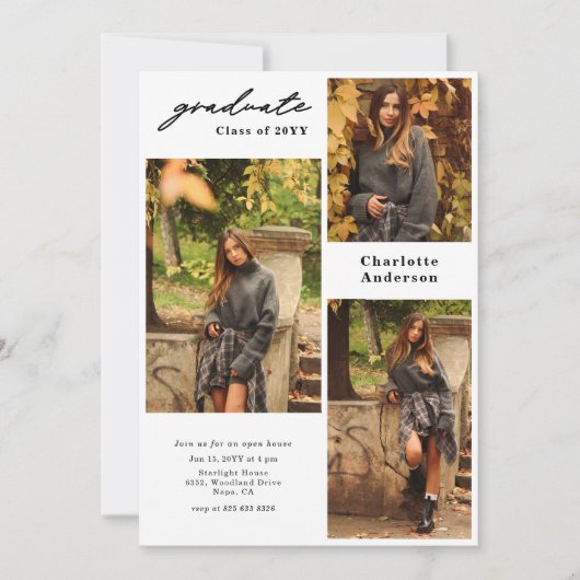 Voeg 3 foto moderne afstudeeraankondigingen toe (Voorkant)