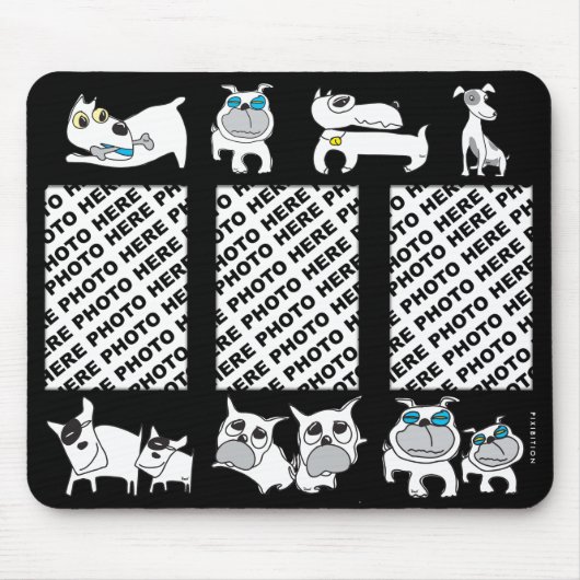 Voeg 3 Foto's Mousepad White Honden toe Muismat (Voorkant)