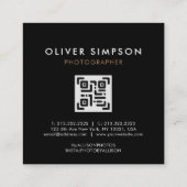 Voeg 3 Foto's Script Photography QR toe Vierkante Visitekaartje (Achterkant)