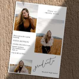 Voeg 3 Photo Modern Script Afstuderen Invitation t Kaart