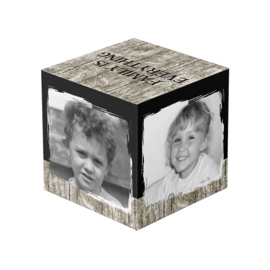 Voeg 4 afbeeldingen familie rustige grijze foto to kubus (Achter hoekig)