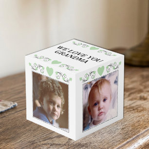Voeg 4 afbeeldingen toe we houden van je oma groen kubus