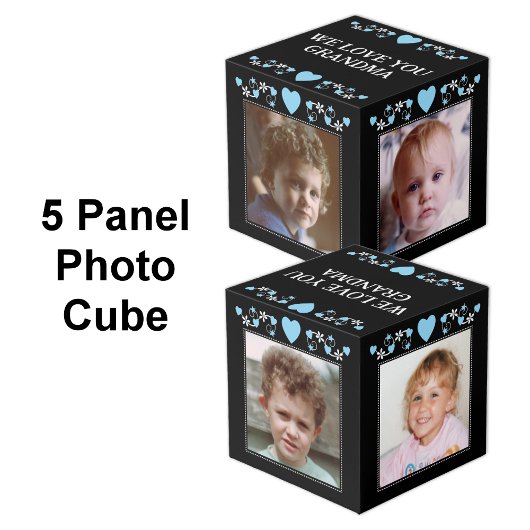 Voeg 4 afbeeldingen toe we love you oma black blue kubus