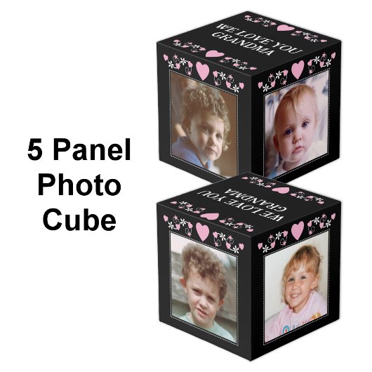 Voeg 4 afbeeldingen toe we love you oma black pink kubus