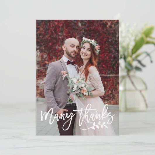 Voeg 4 Fotocollage (1+3) Script Wedding Dank u Bedankkaart (Staand voorkant)