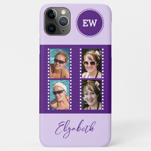 Voeg 4 foto's initialen en noem paars en wit Case-Mate iPhone case (Achterkant)