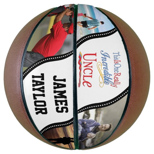 VOEG 4 FOTO'S TOE - Een ongelooflijk oomcadeau Mini Basketbal (Verticaal)